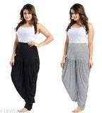 LIFE-TALE Women's Sarina Dhoti Combo(Pack of 2 Pcs)(Black+White)