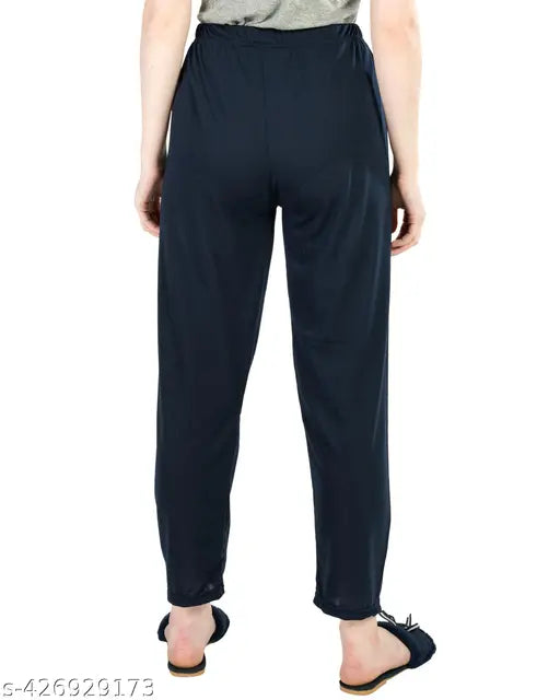 LADY WILLINGTON Women Regular Fit Cotton Plain Comfortable Night Trackpant, Lower, Sports Trouser, Joggers, Lounge Wear, Yoga Wear and Daily Gym Wear for Ladies