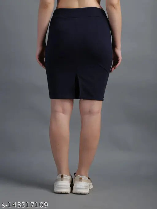 N-Gal Knee Length Casual Pencil Skirt_NavyBlue