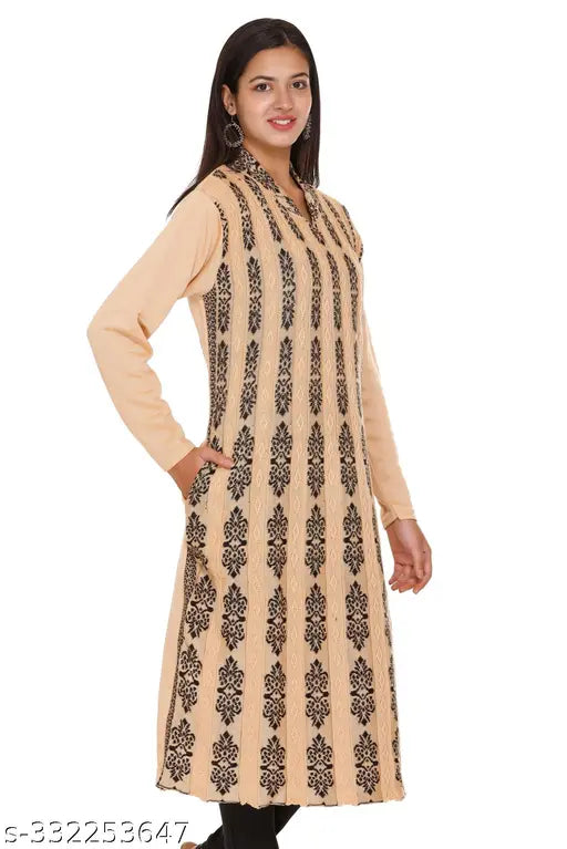 FASHSTORE Women's woollen Full sleeve self design kurti