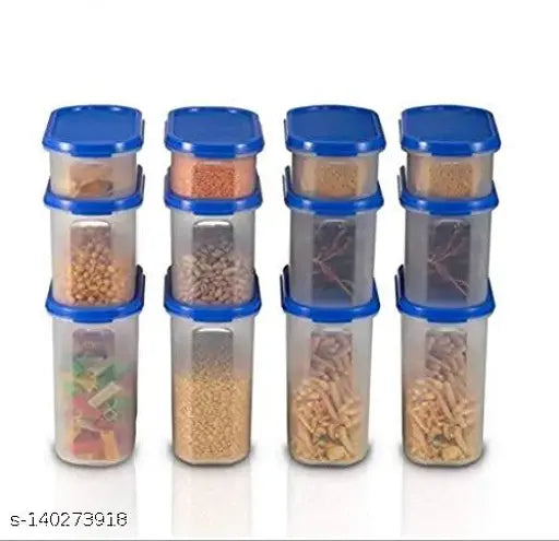 Dal/Food/Pasta/Grocery/Namkeen Oval Shape Kitchen Storage Container Set Of 12 Pic - 500 ML, 1500 ML, 2000 ML Jars & Containers