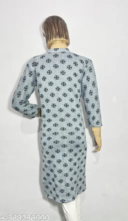 ladies woolen kurti for winter randomly 1 GREY FLOWER