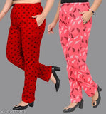 Relaxed Fit Women's Cotton Printed Pyjama/Track Pant Lower Pants | Set of 2 Pices