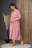 Women's Pure Cotton Floral Printed Maternity Gown/Maternity Wear/Feeding Gown A-line Maternity Feeding Dress Maternity Kurti Gown for Women