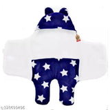 Aakriti Premium Hooded Star Printerd Baby Blanket for (0 to 6 month babies )