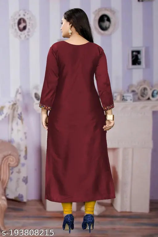 Maroon Pashmina Fabric Kashmiri Style Designer Women Stitched Kurti