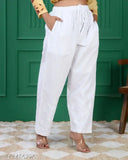 Chikankari regular fit pant for women white chikankari cotton pant for women plus size salwar Or pant