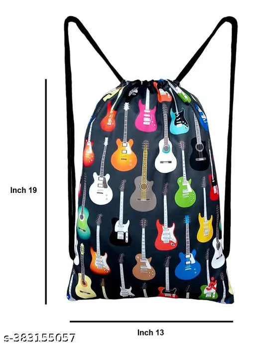 18 L Multicolour Printed Drawstring Polyester Multi Utility Bag for Sports/Gym/Yoga/College/Casual Backpack – Light Weight/Washable