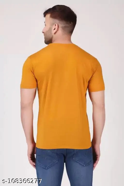 """Men Regular Printed Half Sleeve Tshirt"""Mustard