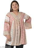 Veldress Pink V-Neck Rayon Crepe Plus Size Top