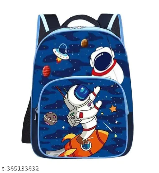 Polyester 26 L School Backpack With Pencil School Bag Class 1 to 8 Daypack(BK_Blue_Flying_Rocket_24)