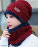 Piftif Snow Proof Inside Fur Wool Unisex Beanie Cap with Neck Warmer Set Knit Hat Thick Fleece Lined Winter Hat for Men & Women Criss-Cross Basket Weave Knit Stylish Design. It Is The New Trending Fashion Statement Of The Winter Season. The Beanie Allows