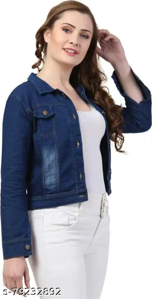 Women Denim Jacket Dark Blue