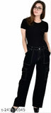 Baggy Jeans,UDHATIKRAMAN Straight Fit Black Cargo Pant For Girls/Ladies/Women.