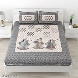 Cotton Bedsheet || Double Bedsheet Queen Size || TC 144 With 2 Pillow Cover || Grey|| 097-D-EXL-GREY