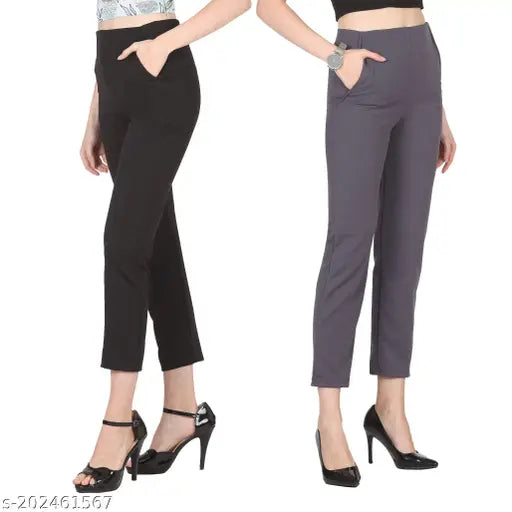 Stylish Classy Retro Womens Trousers Pack Of 2