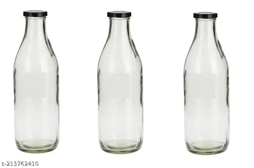 Somil Stylish Kitchen Storage & Serving Glass Bottle With Metal Lid, 1000, Pack Of 3