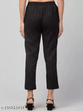 Women Regular Fit Black Cotton Blend Trousers