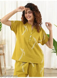 Graphic Printed Pure Cotton Night suit Women Trendy Stylish Printed Cotton Nightdress/Nightsuit vey Fashionable and Comfortable.