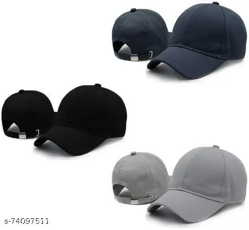 Pack of 3 multicolor adjustable cotton baseball sports cap for men & Women