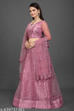 "Elegant Pink Net Lehenga Choli by LIKCEK - Semi-Stitched Blouse with Extra Inner and Dupatta, Ideal for Weddings, Festivals, and Parties"