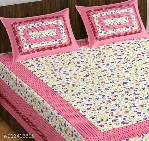 100% cotton double bed bedsheet with pillow cover