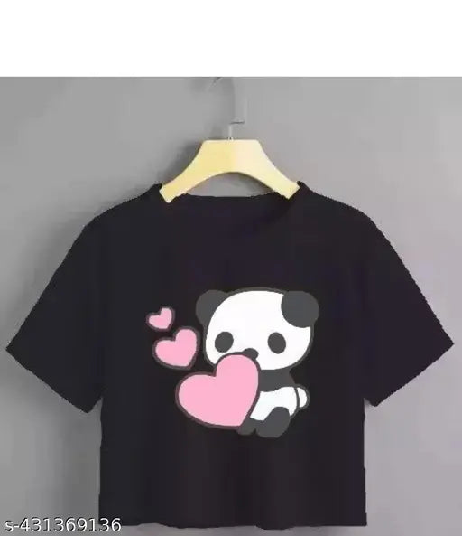 weesklaar crop top colour black panda printe