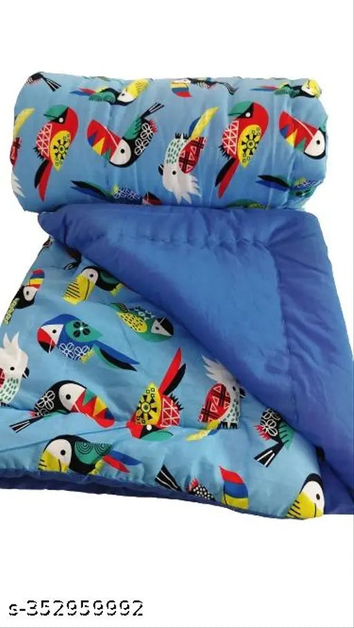 Taj Overseas Handmade blue parrot printed baby quilt