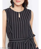 Black Printed Waist-tie Jumpsuit