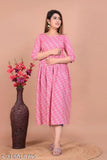 Beautiful Pink Cotton Anarkali Maternity/Feeding Kurti