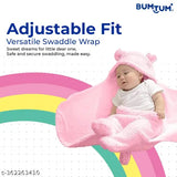 BUMTUM 3-in-1 Hooded Baby Soft Blanket Wrapper| Double Layered Swaddle For New Born Babies(Boys & Girls) 0-6 Months, Travel-Friendly (Pink)