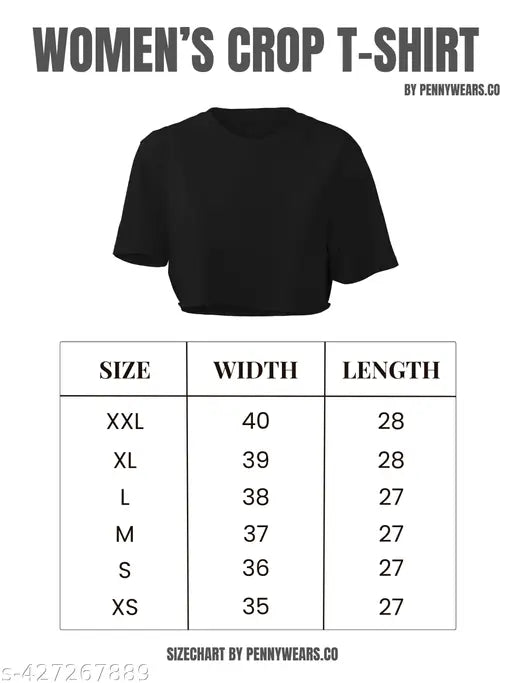 Flower-Half Sleeve Black Color Crop Top T-Shirt Casual Round Neck Drop Down Shoulder Loose Fit Summer Tees for Women's and Girls