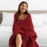 RICHLINEN Provide Soft warm plain Polar Single Bed Blanket , Maroon