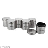 Stainless Steel 6 Spice Box Container Masala Box for Kitchen Accessories for Home | Spice Dabba containers Storage Racks Items | Masala Boxes jar Rack Container Utensils Set