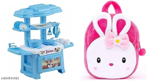 Plastic Kitchen Set for Girls & bag conggi rabbit