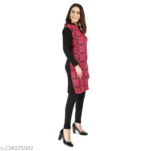 CHRISTY'S COLLECTION WOMEN'S FULL SLEEVE PRINTED WOOLEN KURTI PACK OF 1