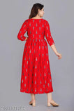 classical fashionable woman,s read Anarkali kurti with button