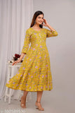 New printed anarkali Yellow gown