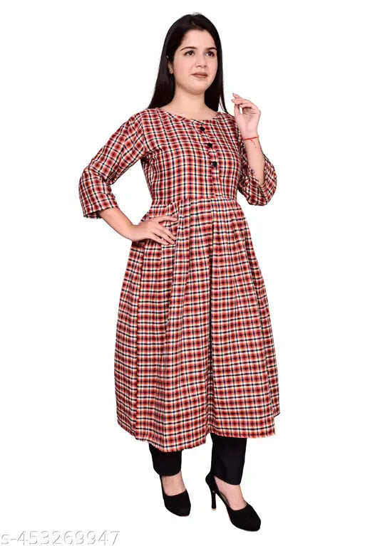 Woolen frock orange check