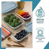 Glass Launch Box Set Of 3 With 400ml, 600ml & 800ml Rectangle Glass Containers With Lids For Food Storage And Break Free Detachable Locks, Oven Safe, Microwave Safe And Freezer Safe - Set Of 3 Rectangle Transparent X