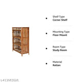 Wooden Bamboo 4-Tier Shoe Rack Slipper and Shoes Stand Multi-Purpose Rack Decorative Planter Stand Cane Storage Cane Bookshelf Cabinet Slipper Stand Sandal