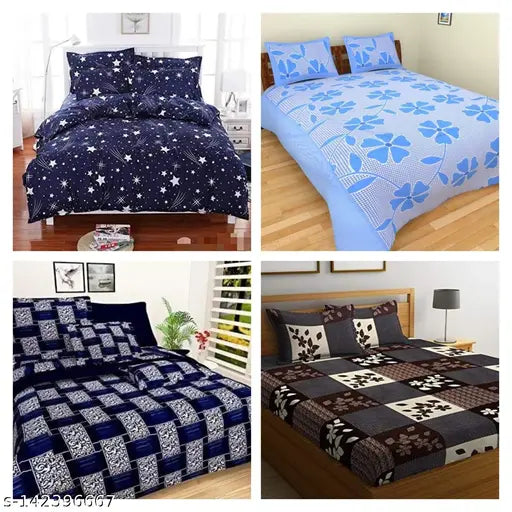 SAHAJA TRADERS GaLaCE COTTON Combo of 4 Double bed King size(90*90) bedsheets with 8 pillow covers