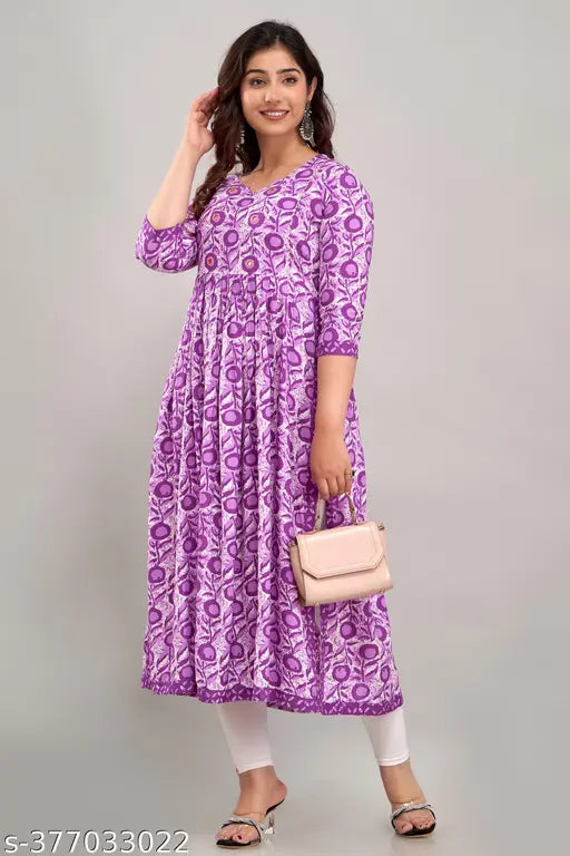 Purple color Rayon kurta for women