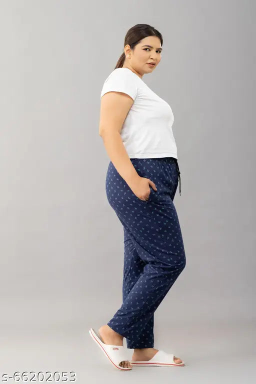 CUPID Plus Size Regular Fit Printed Cotton Comfortable Night Pants, Lowers for Women- 3XL/4XL/5XL