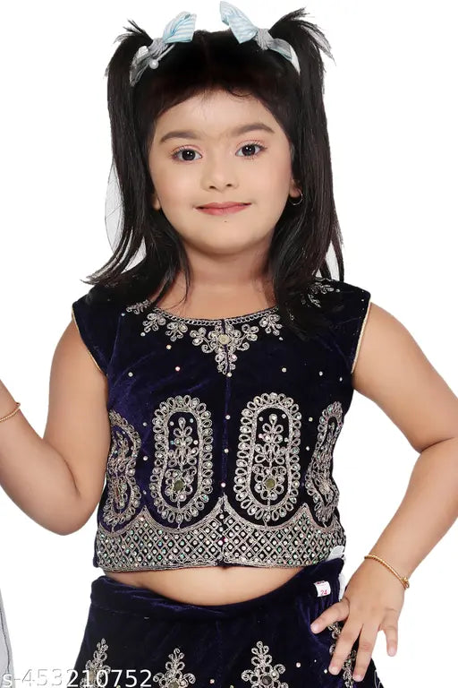 Kid Girl's Fancy Navy Blue Lehenga Choli