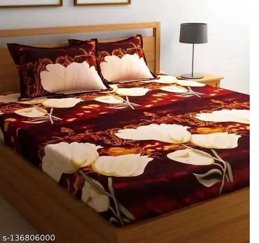 Madhu Textile 220 TC Modern Super Soft Cotton Flat 1 Double Bed Bedsheet With 2 Pillow Covers Bed sheets Size : "90x90 inches", Pillow Covers Size : "16x26 inches", Brown Color)