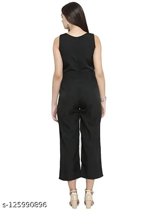 Magnetic Designs Black Solid Culotte Jumpsuit