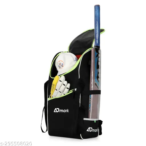 Cricket Kit Bag, Green/black heavy duty with single bat pocket for kids 12-16 year