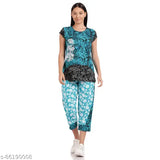 Girls Fashion Pajama, Printed Top and Capri