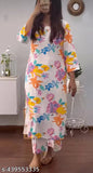 Fashionable Women Rayon Printed Kurta With Palazzo Set